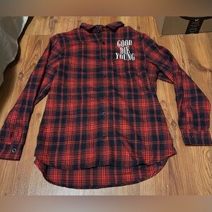 Good Die Young Red and Black Plaid Men's Shirt